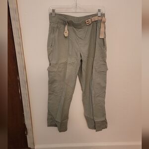 Women's Olive Cargo Pants with Belt